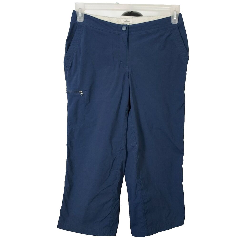 LL Bean Crop Cargo Pants Womens 6 Trail Straight Leg Hiking Trail Outdoor Blue